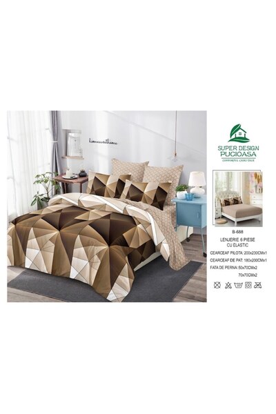 OEM Double Bed Sheet with Elastic, 6 Pieces, 2 Persons, 180x200cm, Finet Satin Multicolor