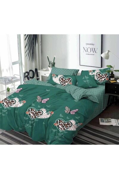 OEM Double Bed Linen Set, Heart Animal Print, 6 Pieces, Finet, 220x230cm, Multicolor