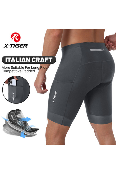 Choice شورت ركوب الدراجات X-TIGER للرجال من Europe-M Grey مع جيب خلفي وبطانة ...
