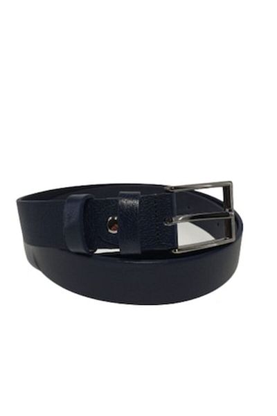 OEM Men's Leather Belt, Navy Blue, Width 3.5 cm, M5