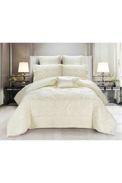 JOJO HOME Double Bed Linen Jojo Home Jacquard Luxury 7 Pieces 180x200cm Off-White