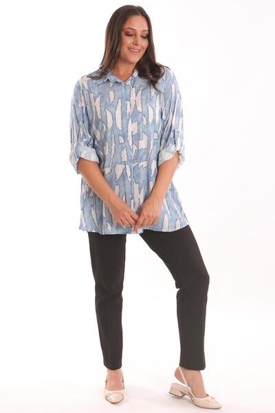 Metpoint Trend42plus Великий розмір Синя сорочка з цифровим принтом