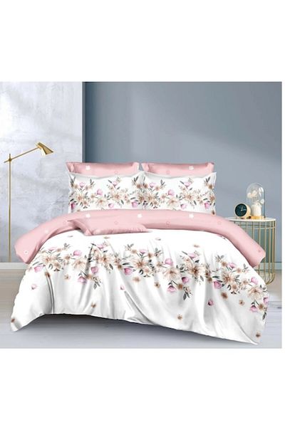 OEM Lenjerie de pat, 6 piese, 2 persoane, 220x240 cm, imprimeu floral, multicolor M3