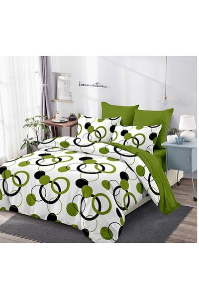OEM Double Bed Linen, 6 Pieces, Circle Pattern, 230x250cm, Multicolor