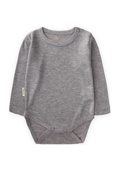 Cigit Seasonal Long Sleeve Gray Melange Bodysuit