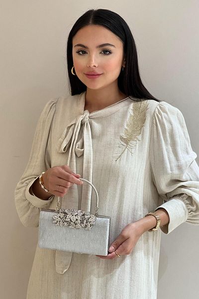 Mahal Flower Patterned Closure Lockable Evening Dress Bag