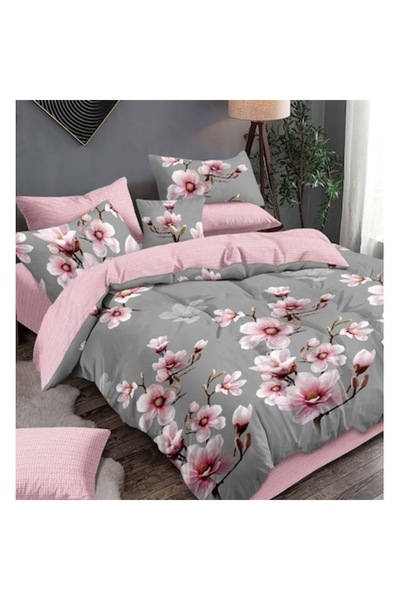 OEM Double Bed Linen, 6 Pieces, Magnolia Print, Multicolor