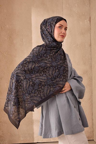 Mahal Silkhome Stripe Edge Shawl Patterned Nariya Shawl