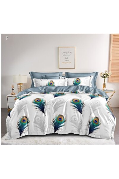 OEM Double Bed Sheet, 6 Pieces, 245x250 cm, Feather Print