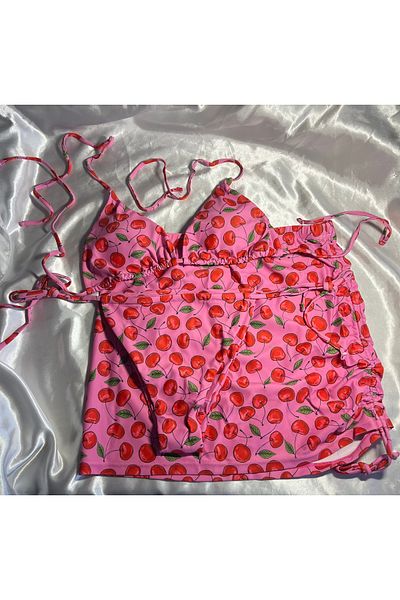Chic clutch boutique Pink 3 pieces cherry swimsuit