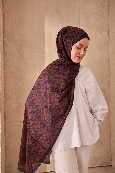 Mahal Silkhome Stripe Edge Shawl Patterned Nariya Shawl