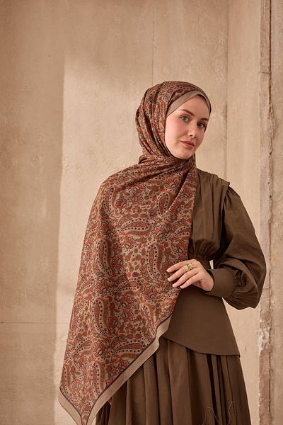 Mahal Silkhome Stripe Edge Shawl Patterned Nariya Shawl