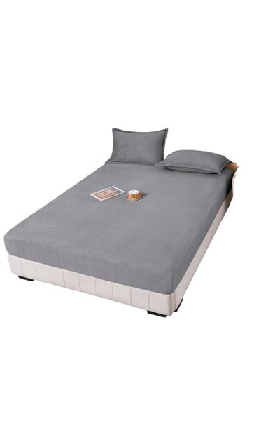 OEM Husa si 2 fete perna, Cocolino, 3 Piese, 160x200cm, Gri Inchis