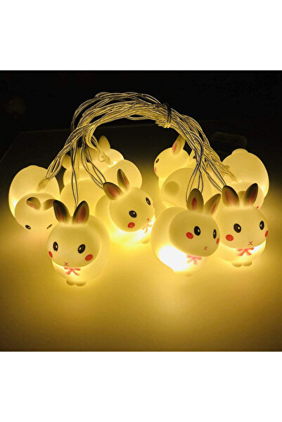 XUSHUDE Lampă iepuraș cu 10 LED-uri, plastic, alb cald, 165 cm