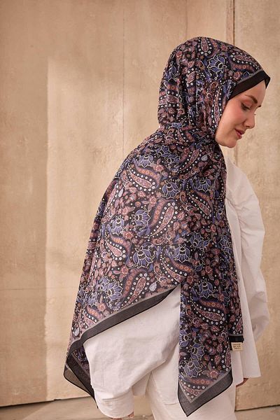 Mahal Silkhome Stripe Edge Shawl Patterned Nariya Shawl