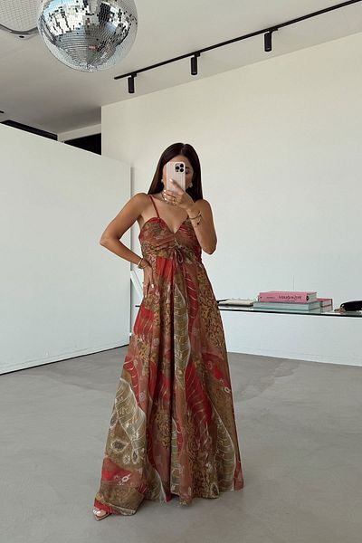 Özge Özgenç Patterned Gipeli Long Dress