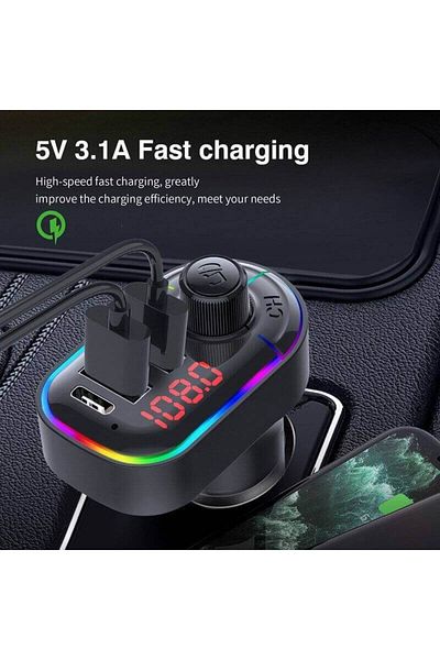 BGRJ Automotive Kit auto modulator FM BGRJ-C12, player MP3, USB, tip C, încărcare rapidă