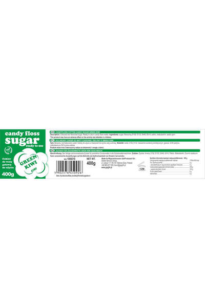 GSG24 Zahăr colorat din vată de zahăr, verde, aromă de kiwi, 400g
