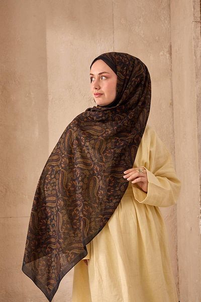 Mahal Silkhome Stripe Edge Shawl Patterned Nariya Shawl