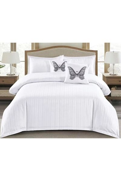 OEM Double Bed Set, Primavera, Damask, 2 People, 6 Pieces, 180x200cm, White-Black
