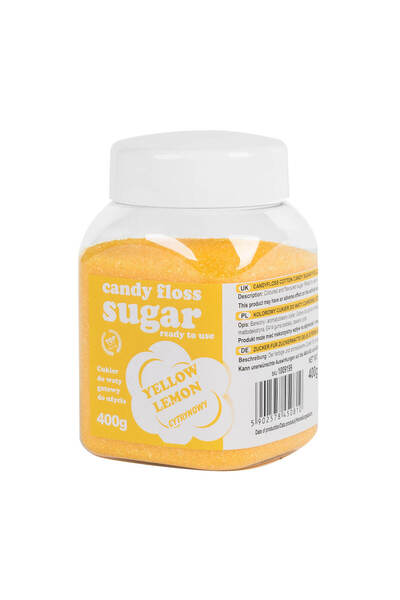 GSG24 Zahăr de vată de zahăr colorat galben cu aromă de lămâie 400g