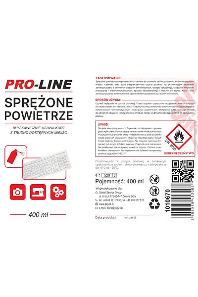 PROLINE Sprężone powietrze do czyszczenia elektroniki maszyn do szycia PRO-LINE spray 400ml