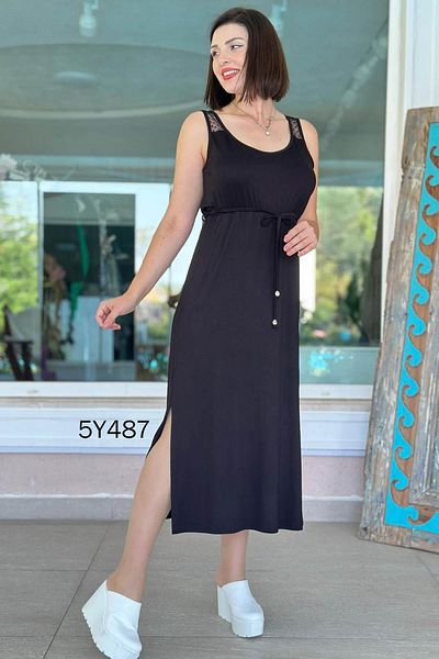 İnce Topuk Shoulder Mesh Detailed Dress 5Y487