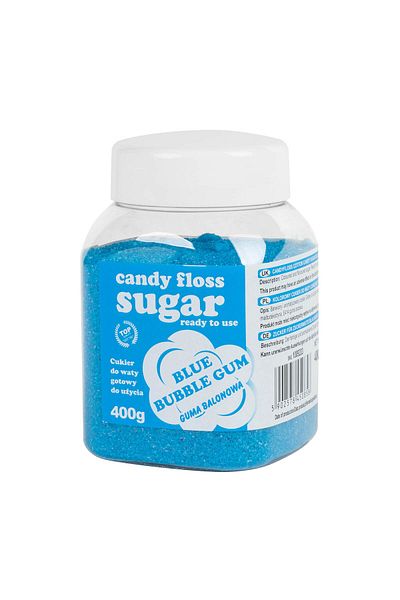 GSG24 Zahăr colorat din vată de zahăr, albastru, aromă de gumă de mestecat, 400g