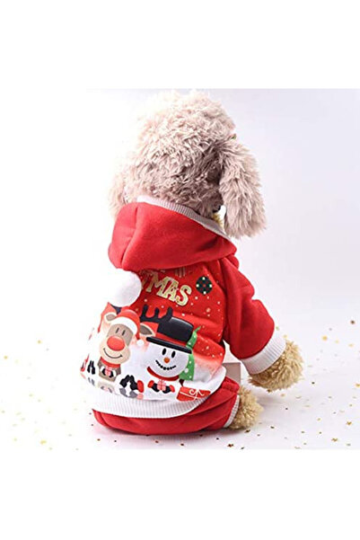Idepet Jachetă de Crăciun pentru câini, bumbac, roșie, S