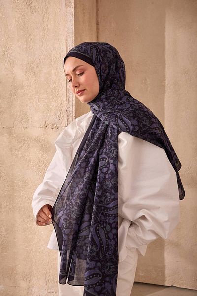 Mahal Silkhome Stripe Edge Shawl Patterned Nariya Shawl