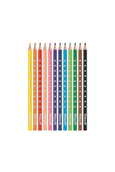 Pelikan Creioane colorate Silverino Lacquered, set de 12, culori asortate, material lemn, secțiune triunghiulară