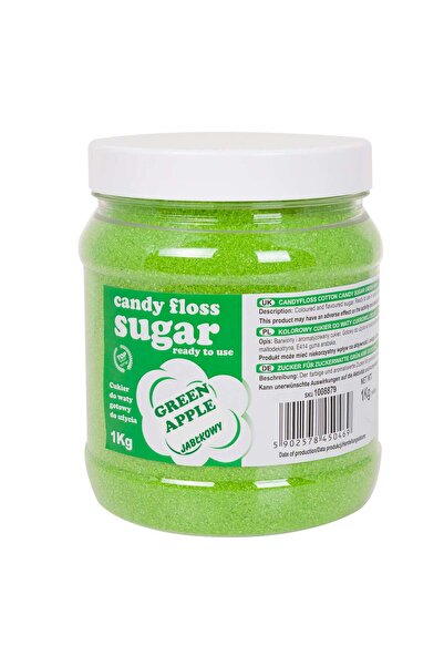 GSG24 Zahăr colorat din vată de zahăr, verde, aromă de măr, 1 kg