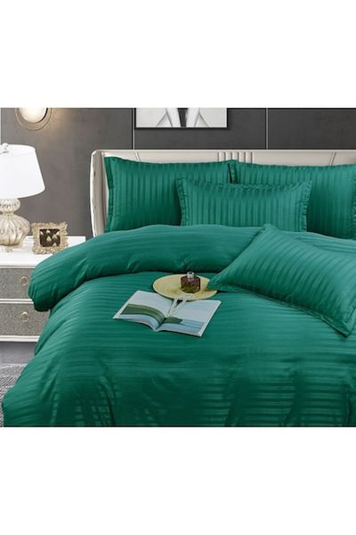 JOJO HOME Double Bed Set, Jojo Home, Luxury Damask, 6 Pieces, Emerald Green