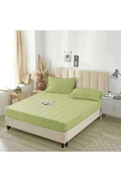 OEM Husa si 2 fete perna, Cocolino, Sherpa Throw, Tricot, 3 Piese, 180x200cm, Verde