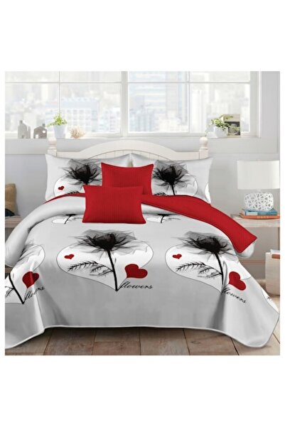 OEM Double bed linen, 6 pieces, 2 persons, 245x250 cm, flower and heart print...