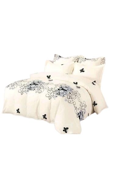 OEM 6-piece Bed Linen Set for 2 Persons, 230x250cm, Finet, Elegant Print, Beige-Black