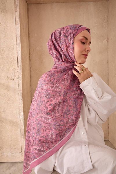 Mahal Silkhome Stripe Edge Shawl Patterned Nariya Shawl
