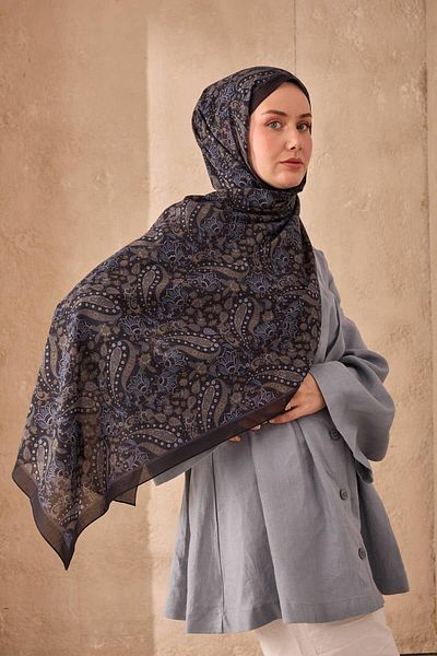 Mahal Silkhome Stripe Edge Shawl Patterned Nariya Shawl