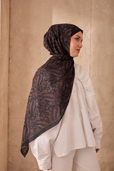 Mahal Silkhome Stripe Edge Shawl Patterned Nariya Shawl