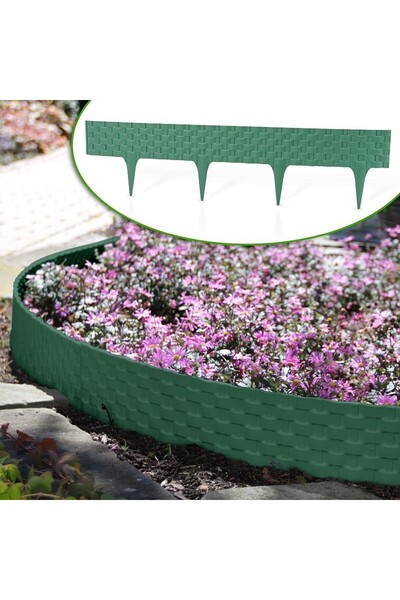 PROCART Palisadă decorativă, aspect ratan, ușor de asamblat, 20x82 cm, verde