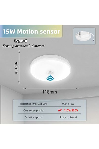 Choice 1 pc Cold White 15w Type B I 85-220V Motion Detector Led Ceiling Light Radar Sensor Ceiling Led Ceil