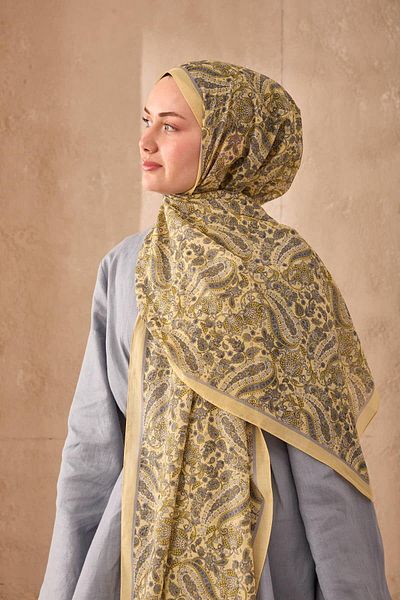 Mahal Silkhome Stripe Edge Shawl Patterned Nariya Shawl