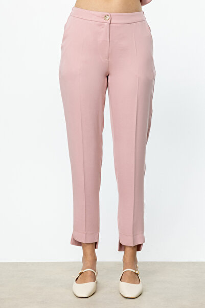 Ekol Women's Elastic Waist Pipe Leg Trousers 3324 Powder