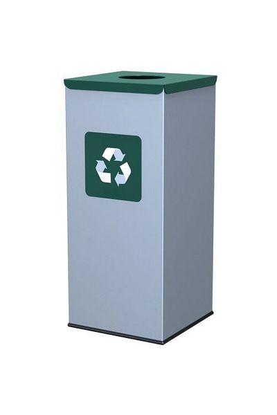 GSG24 Metalowy kosz do segregacji śmieci 30x30x70cm 60L SZKŁO - pokrywa zielona