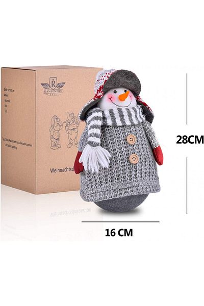 RANSENERS decorative figurine, snowman model, textile, white/gray/red, 16 x 28 cm