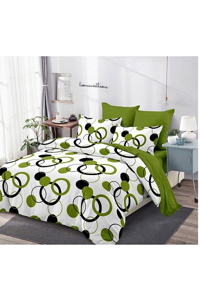 OEM Double Bed Linen, 6 Pieces, Circle Pattern, 230x250cm, Multicolor