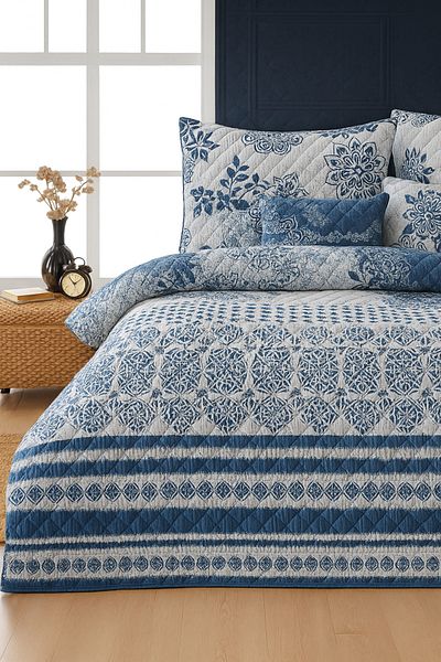 Mislina Home Sardinia Dublu Matlasat Umplut Pique 4 Sezoane Baklava Dsn | Cadou husă de pernă |   200x230 cm
