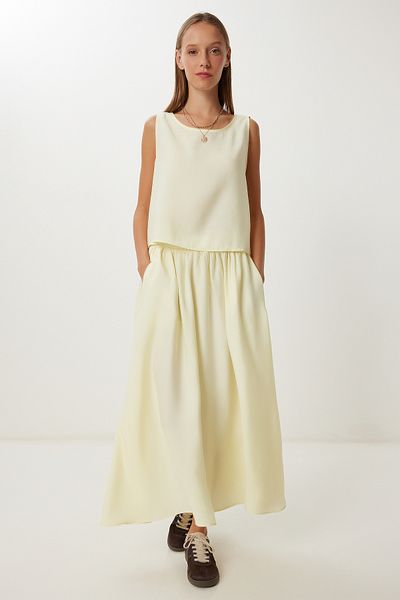 Lovelyİstanbul Modal Blouse Skirt Suit Lmc0060 Yellow