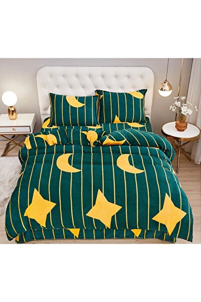 OEM Double Bedding Set, Cocolino, Moon and Stars Print, 4 Pieces, Plush Microfiber, 220x230 cm Multicolo