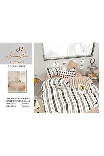 OEM Double Bedding Set, Beige Stripes, 2 Persons, 240x250cm, Multicolor